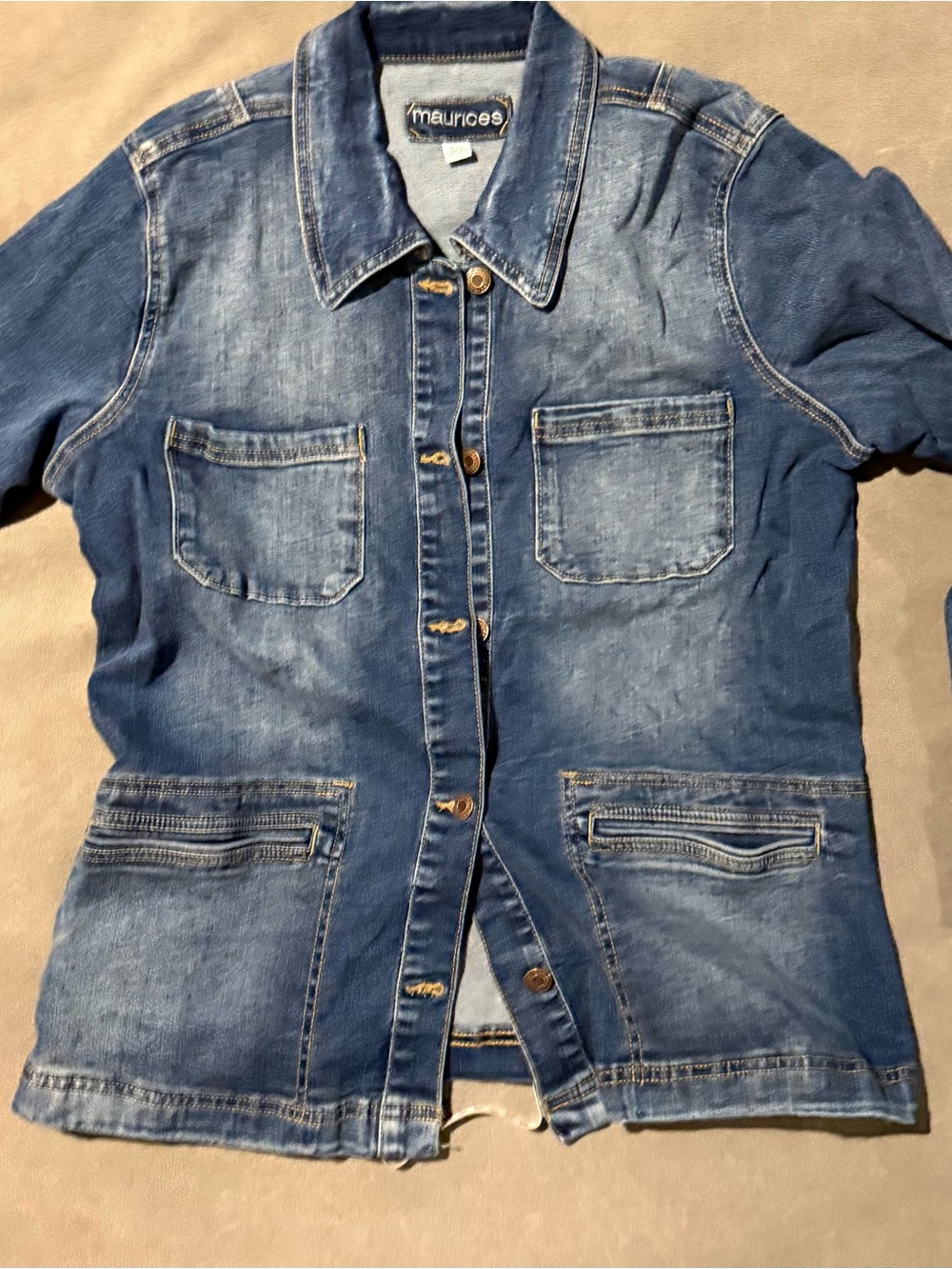 Maurices Distressed Dark Blue Denim Jacket